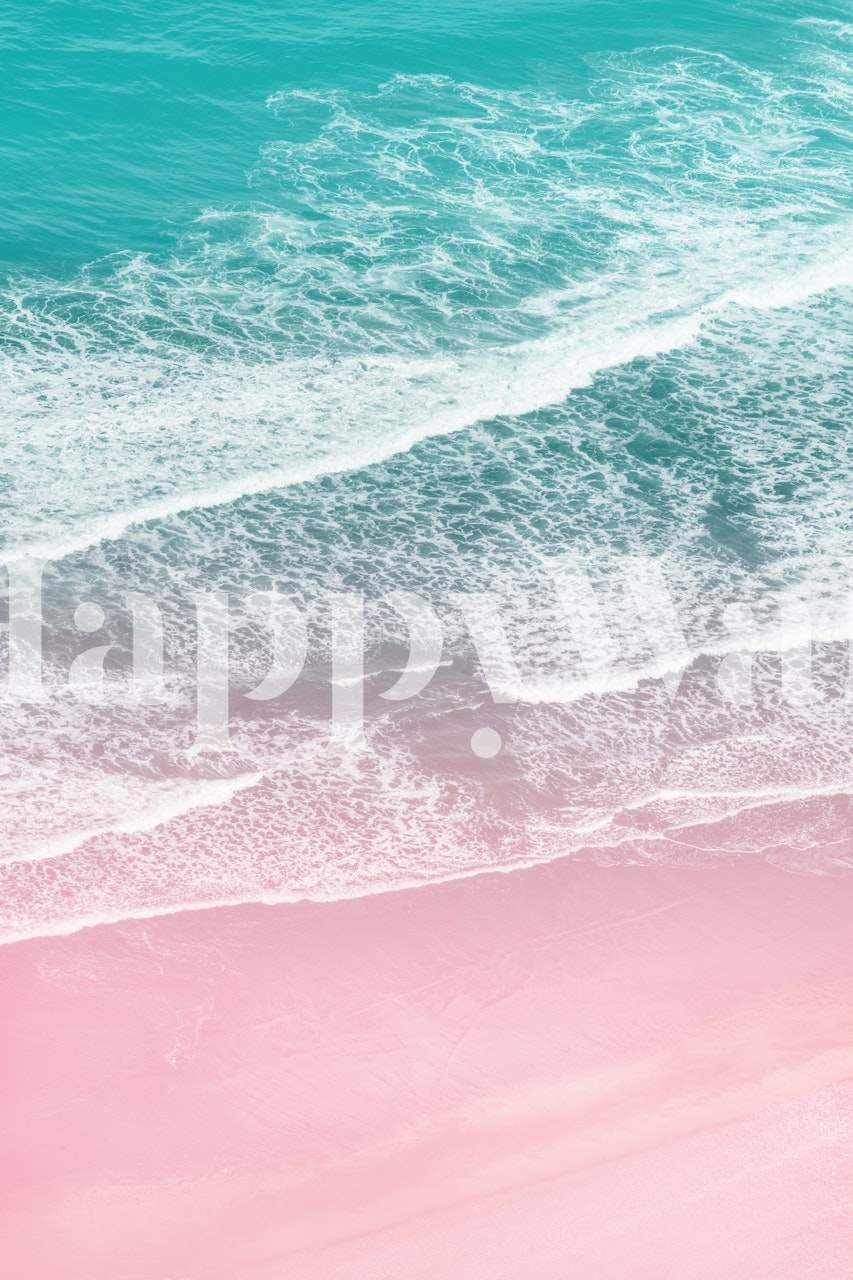 Ocean waves on pink sandy beach wallpaper