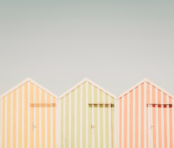 Beach Huts in Pastel Stripes