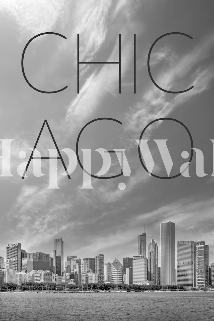 Chicago skyline wallpaper displayed in a room.