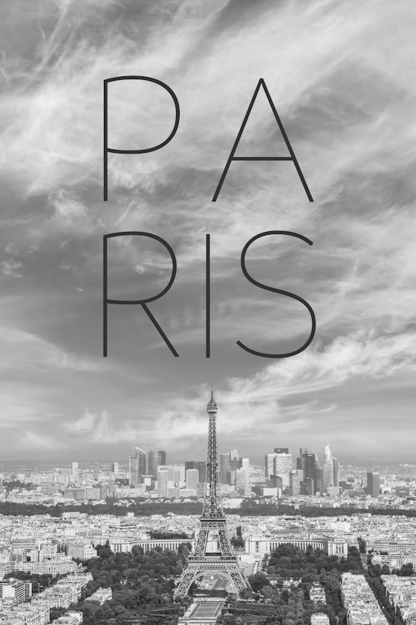 Paris Skyline with text
