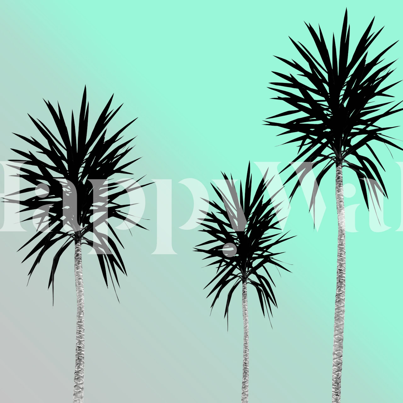 Siluetas de palmeras minimalistas en el diseño de fondo degradado