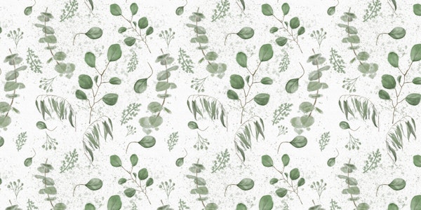 Simple hand-drawn naive watercolor eucalyptus