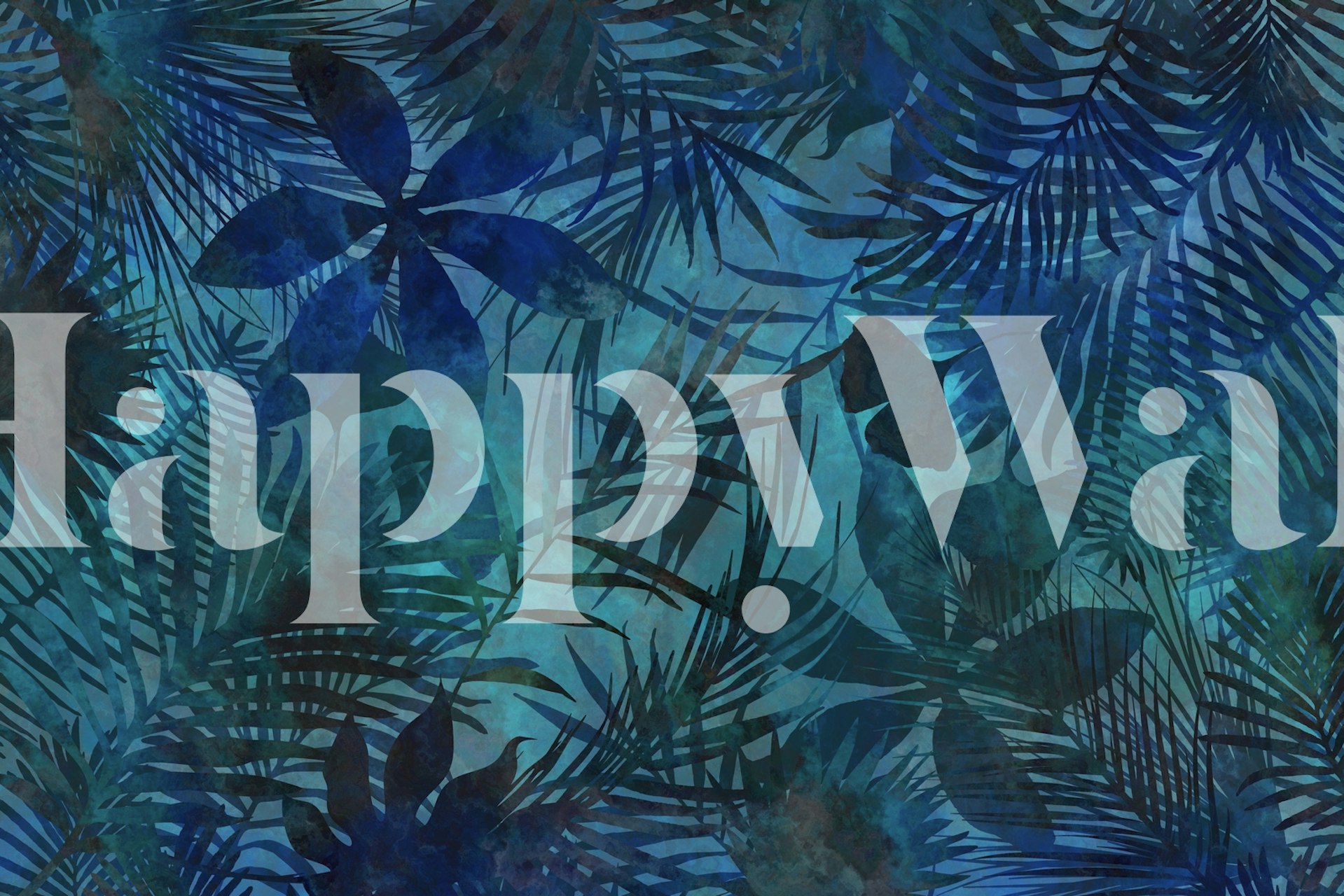 Blue tropical jungle wallpaper with leaf patterns