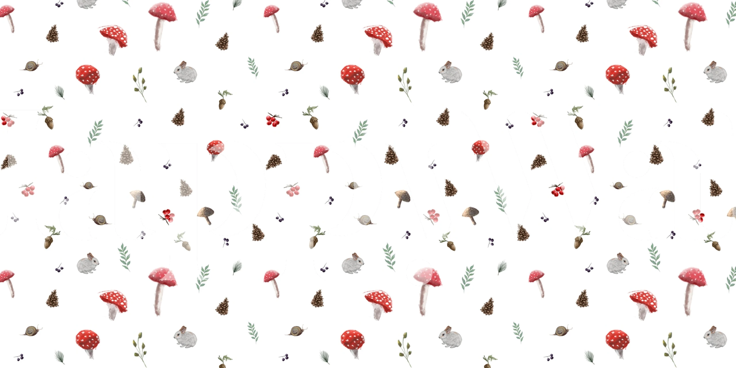 Autumn-inspired wall mural with a soft pattern of mushrooms in warm, earthy tones on a light background.