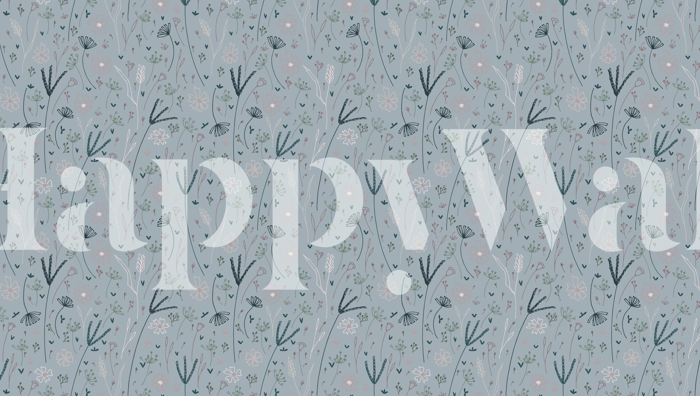 Blue floral patterns with botanical elements wallpaper