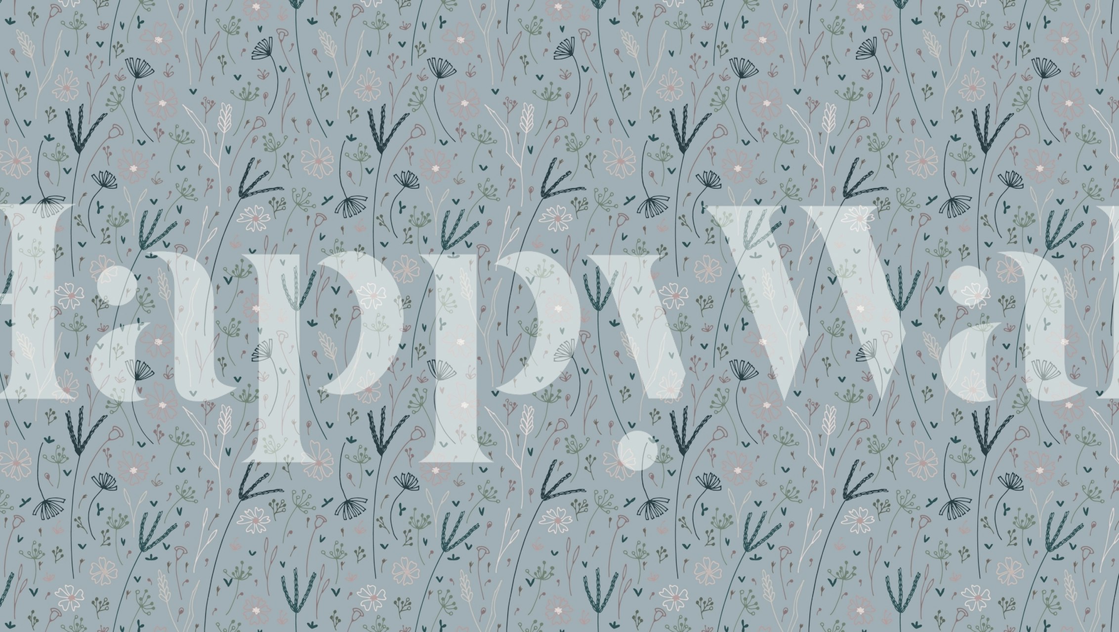 Blue floral patterns with botanical elements wallpaper