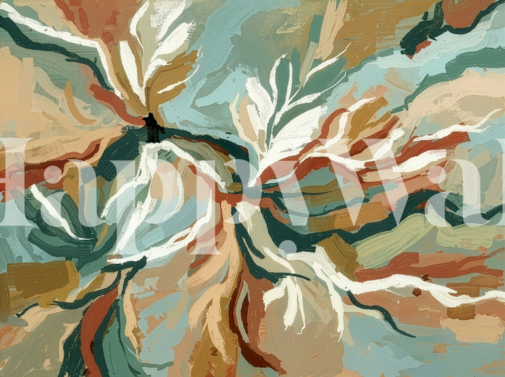 Gray-yellow crane flight wallpaper design