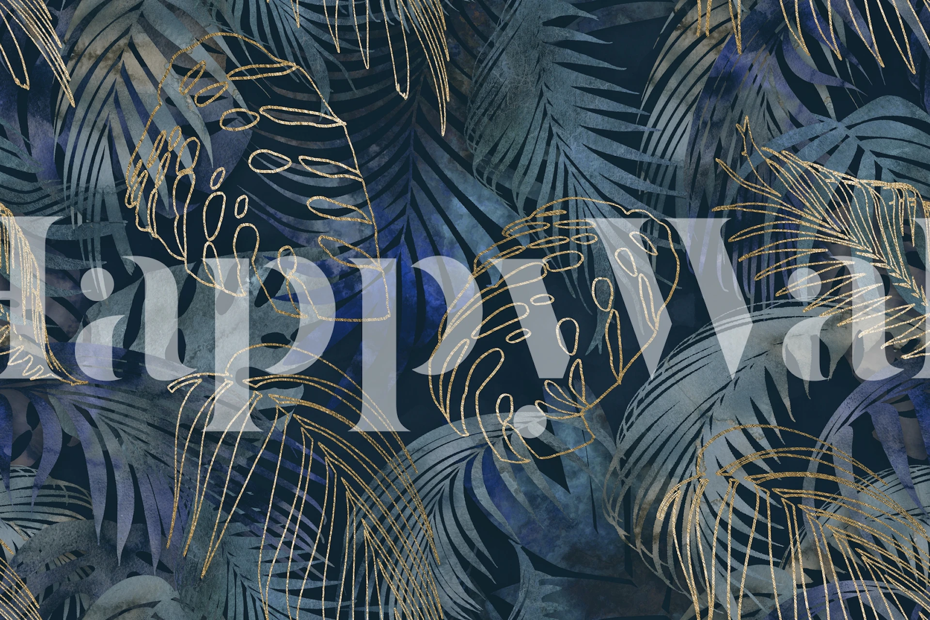 Tapeta Golden Jungle Vibes v pokojovém uspořádání