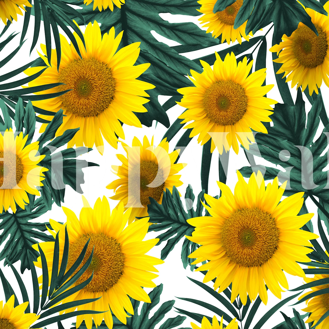 Tropical Sunflower Jungle wallpaper in a room