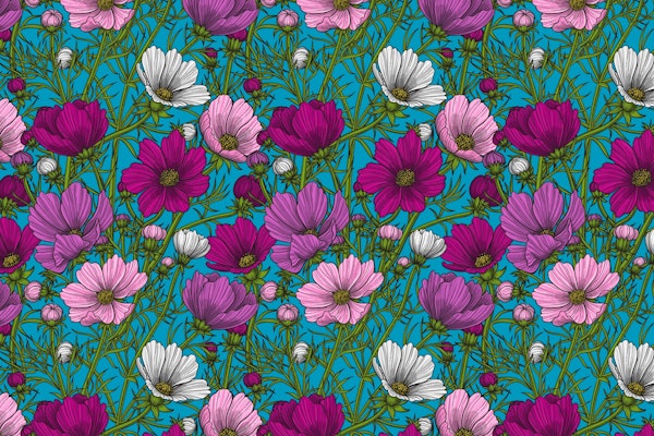 Mixed cosmos flowers