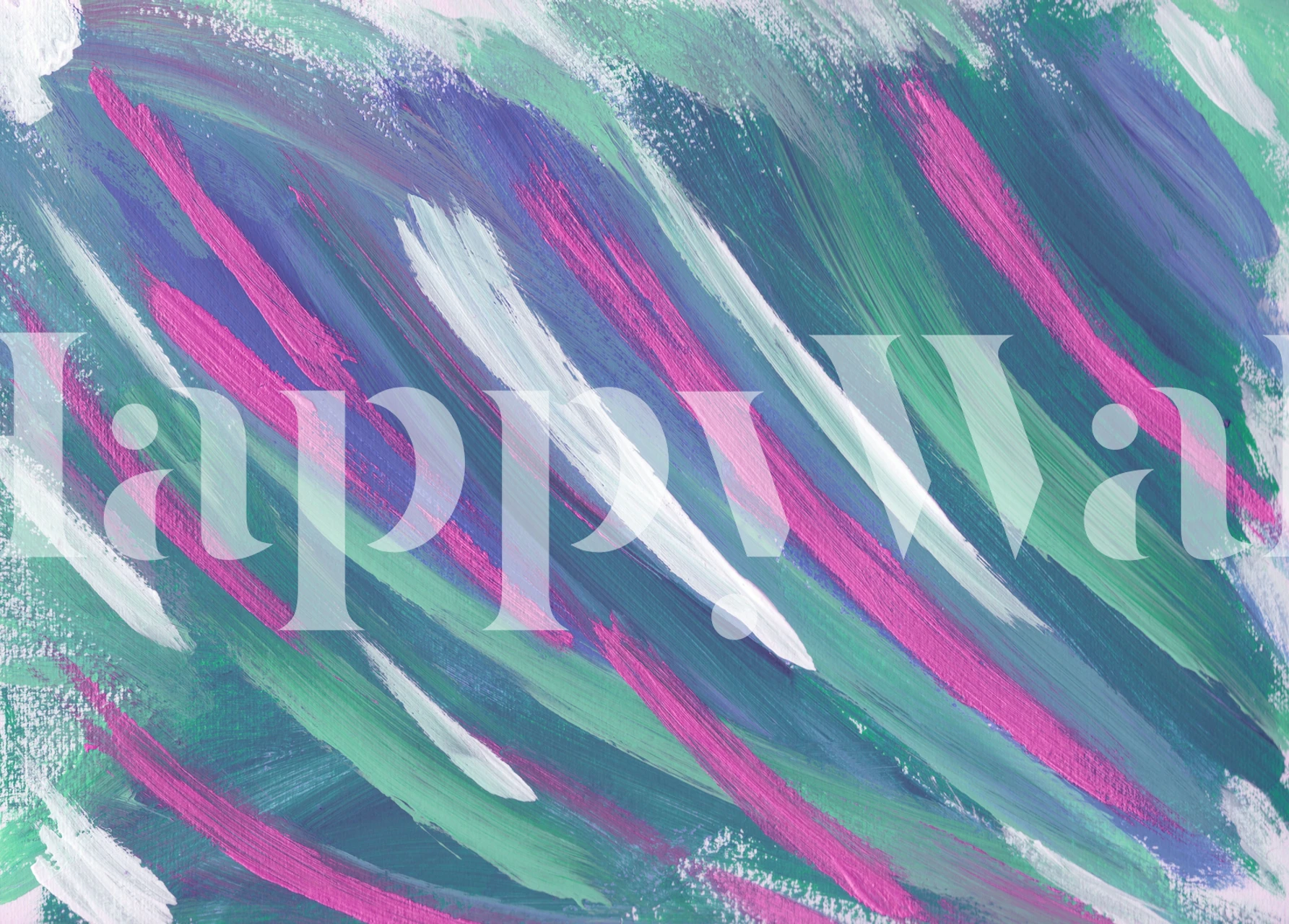 Abstract brushstroke wallpaper in pink, green, and white color scheme