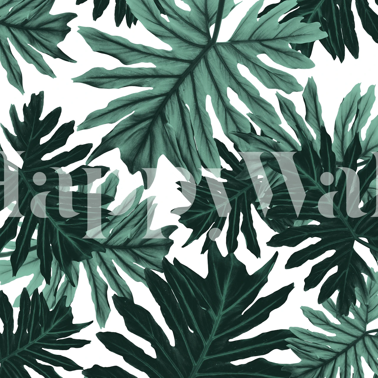 Tropical jungle wallpaper with green leaves