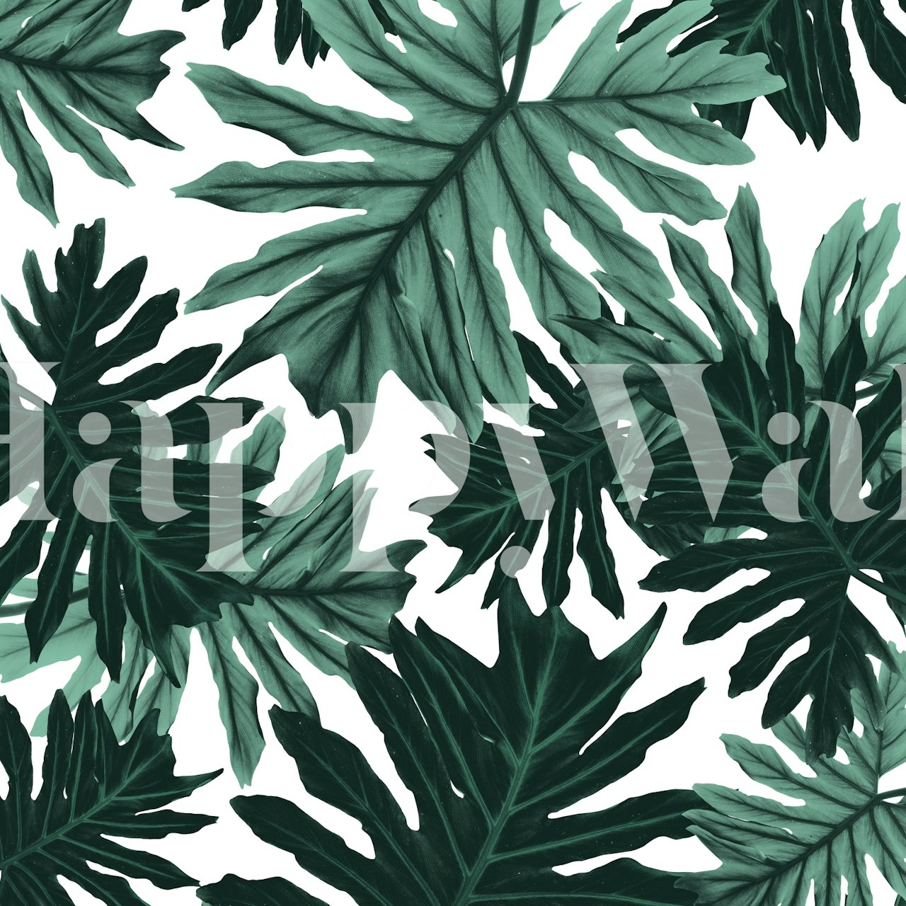 Tropical jungle wallpaper with green leaves