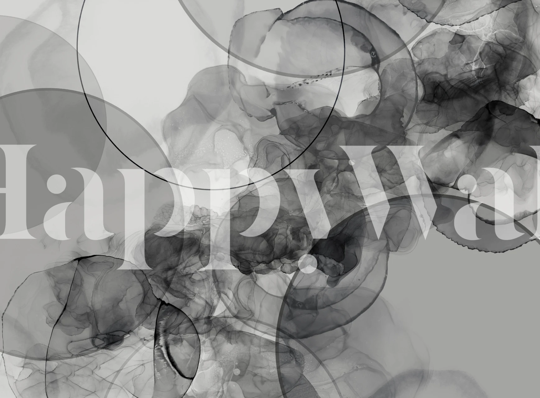 Abstrakt grå alkoholblæk-kunstvægmaleri med røgfarvede nuancer og hvirvlende toner