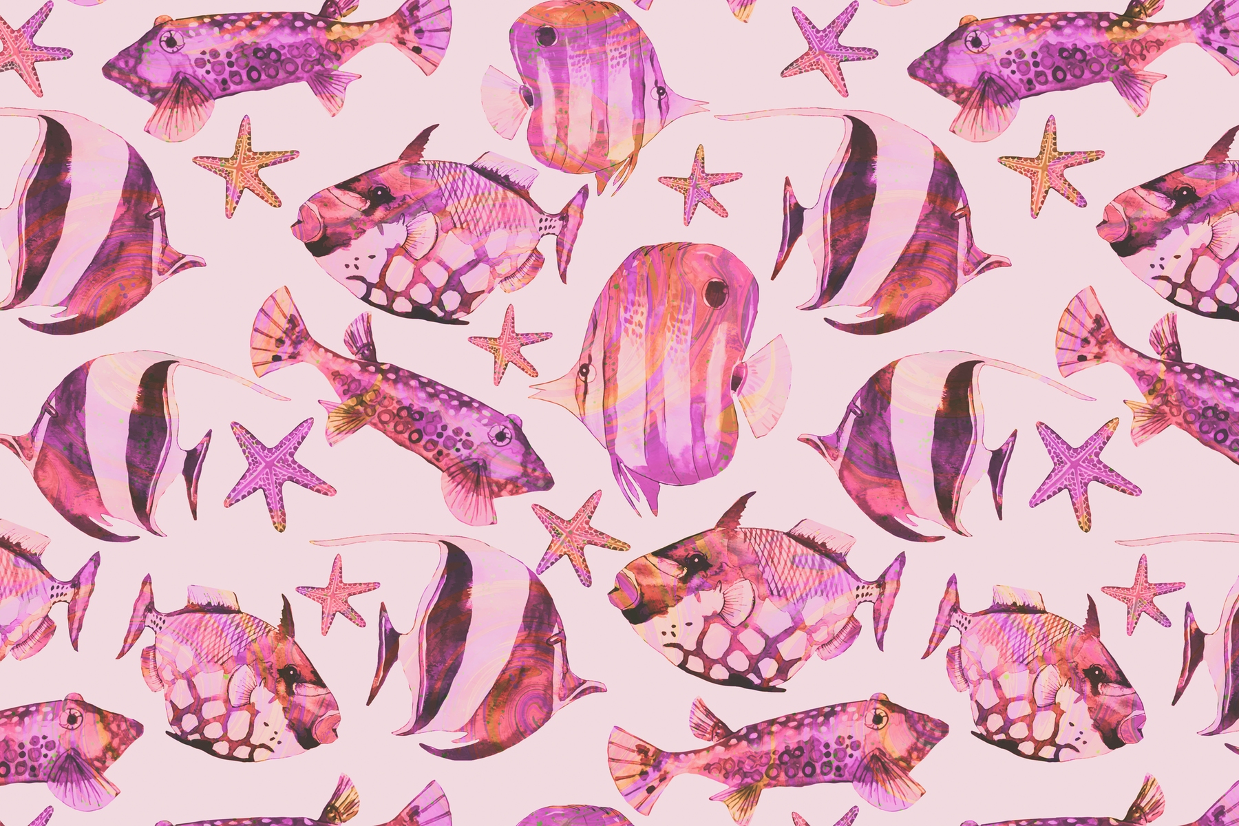 Pink Reef Underwater World Wallpaper - Happywall