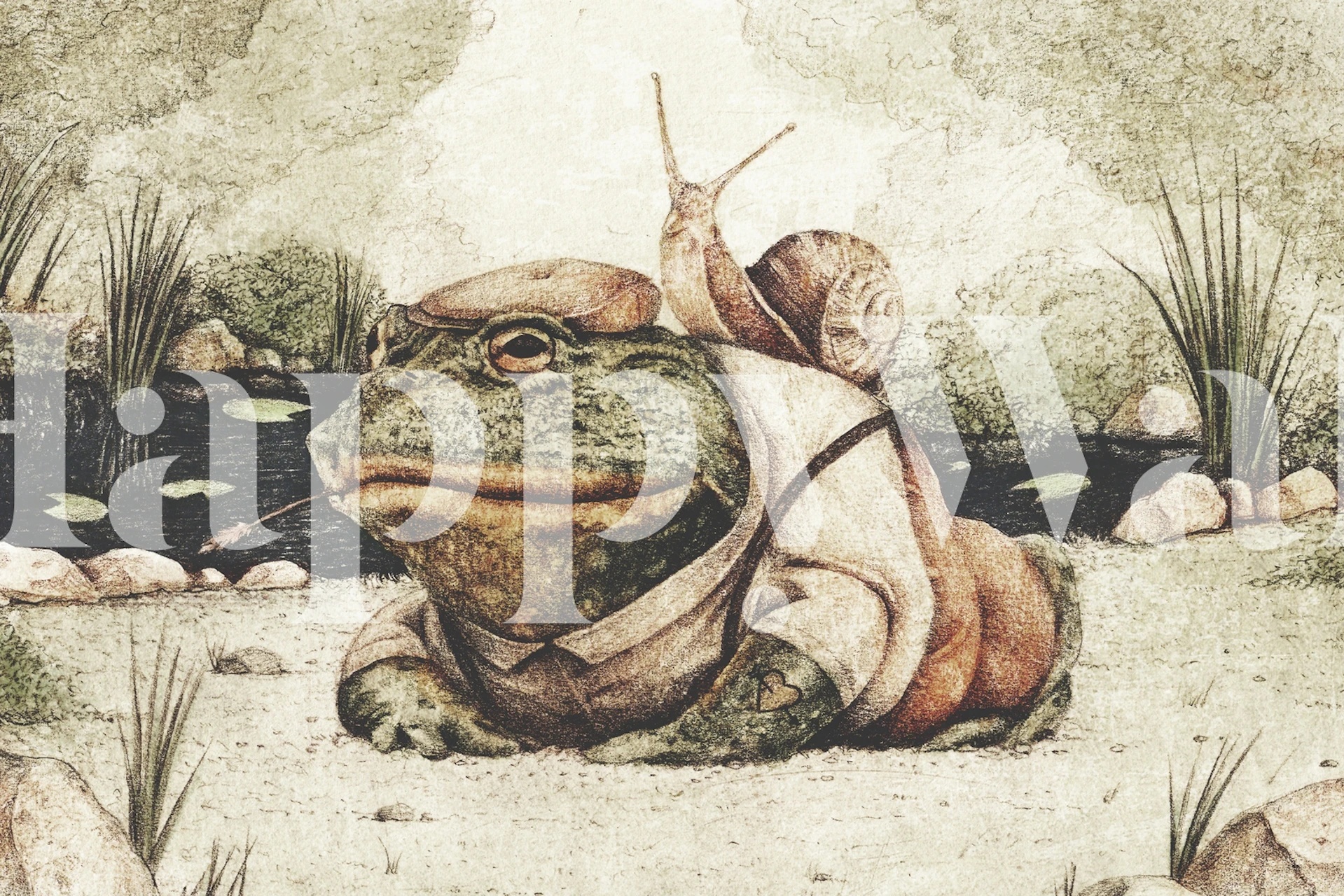 Papel de parede Buddies II com uma rã e um caracol