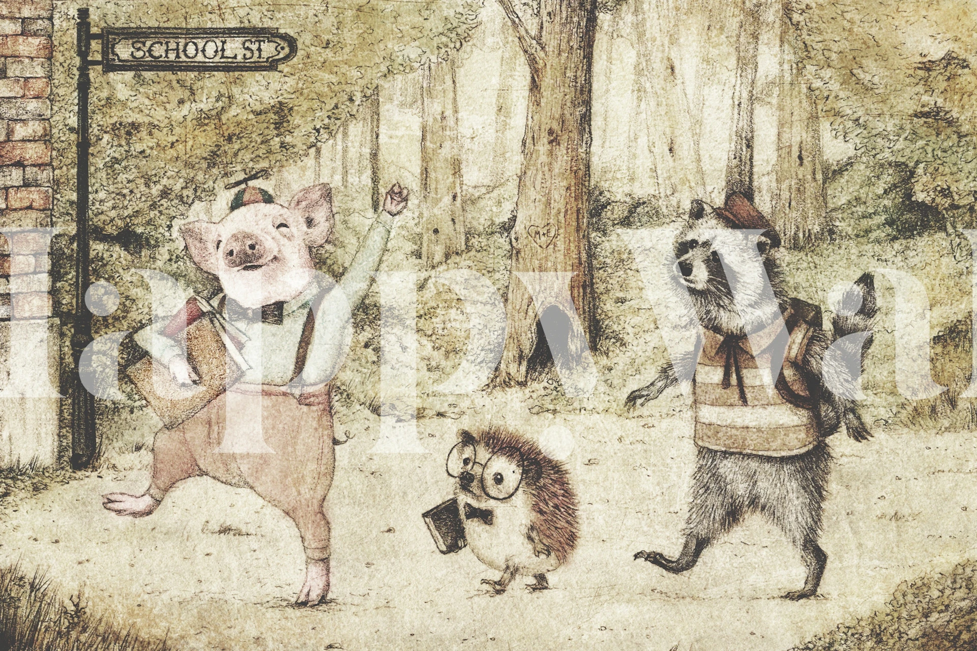 Whimsical first day of school wallpaper design