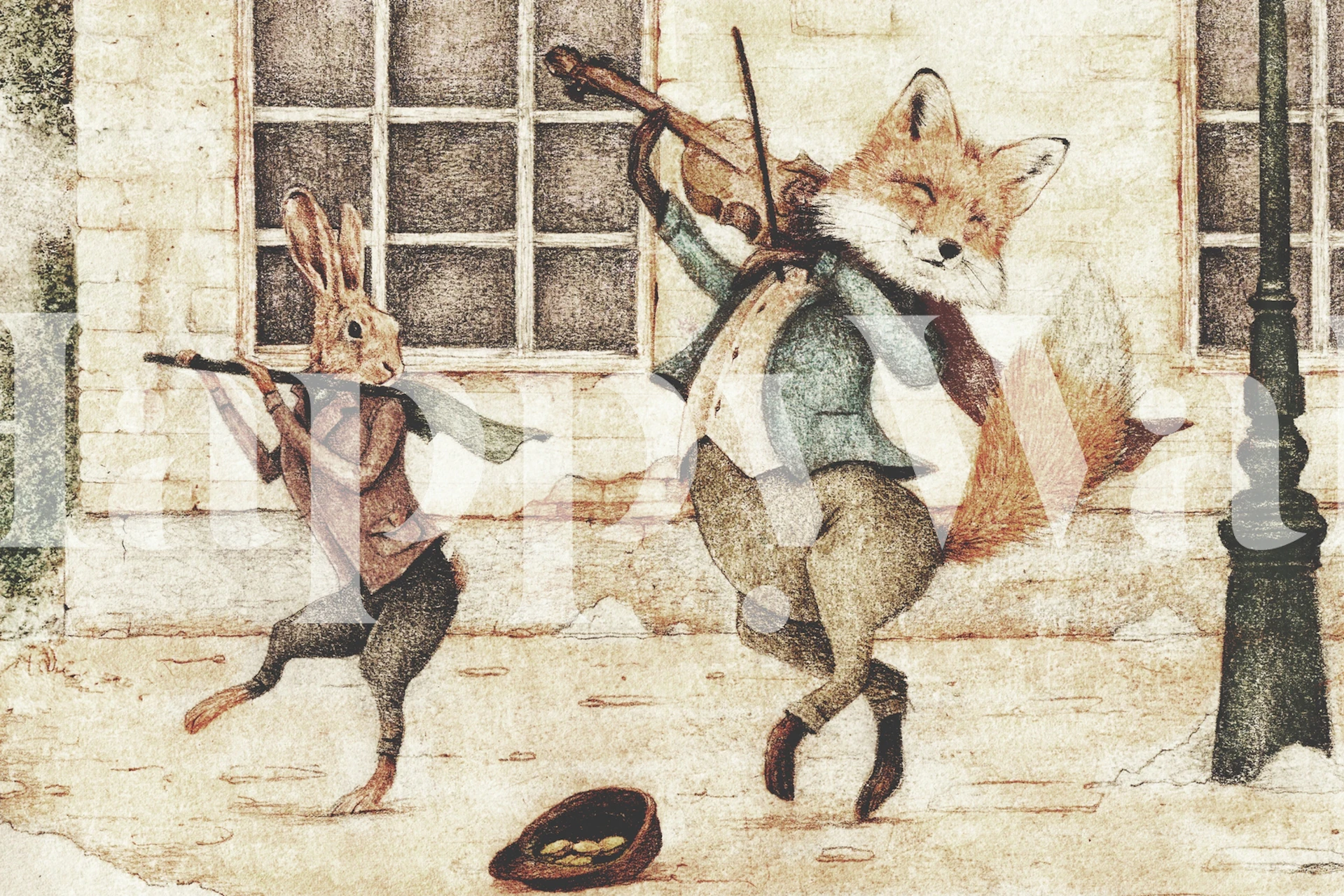 Huvituttavat eläinmuusikot tapetti huoneessa