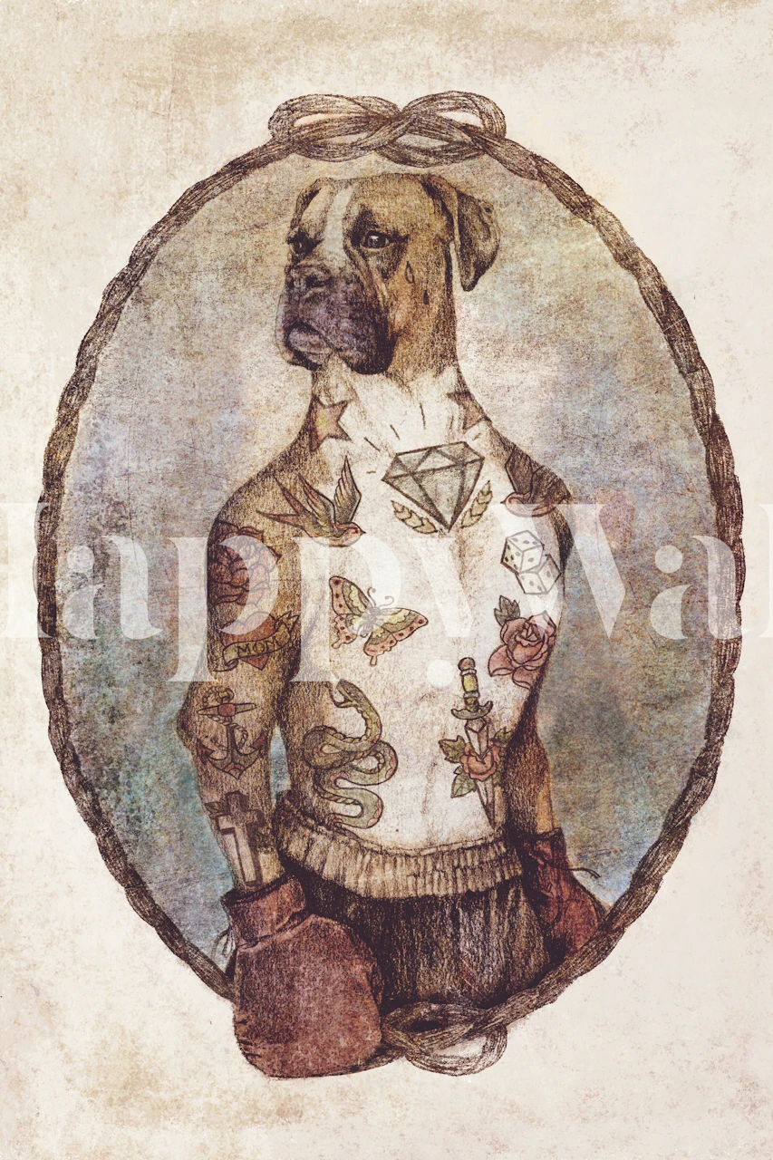 Boxer dog wallpaper in a room