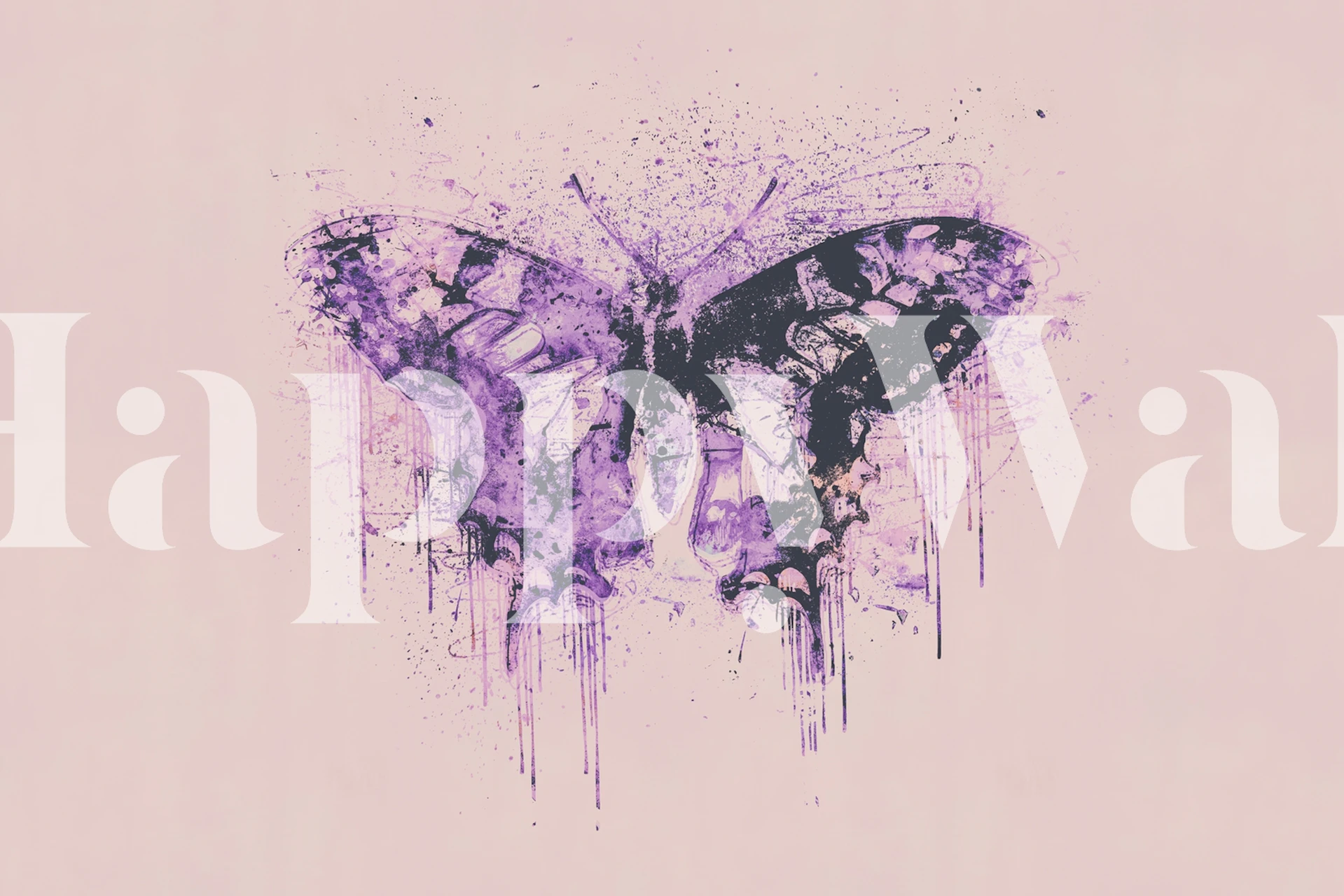 Artsy Purple Butterfly behang in een kamer