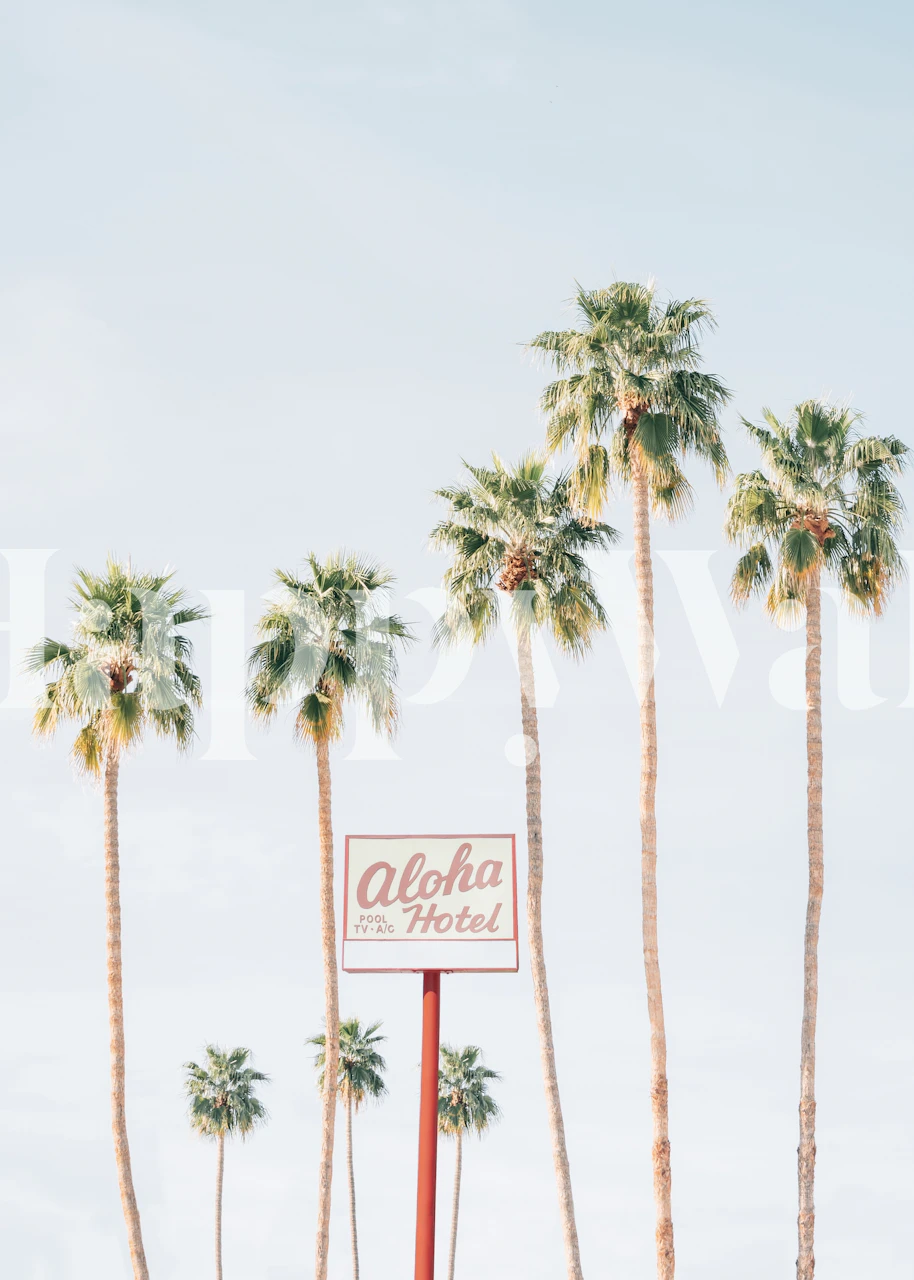 Aloha Hotel wallpaper featuring palm trees