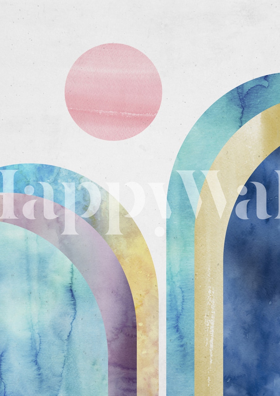 Colorful abstract watercolor patterns in various shapes wallpaper