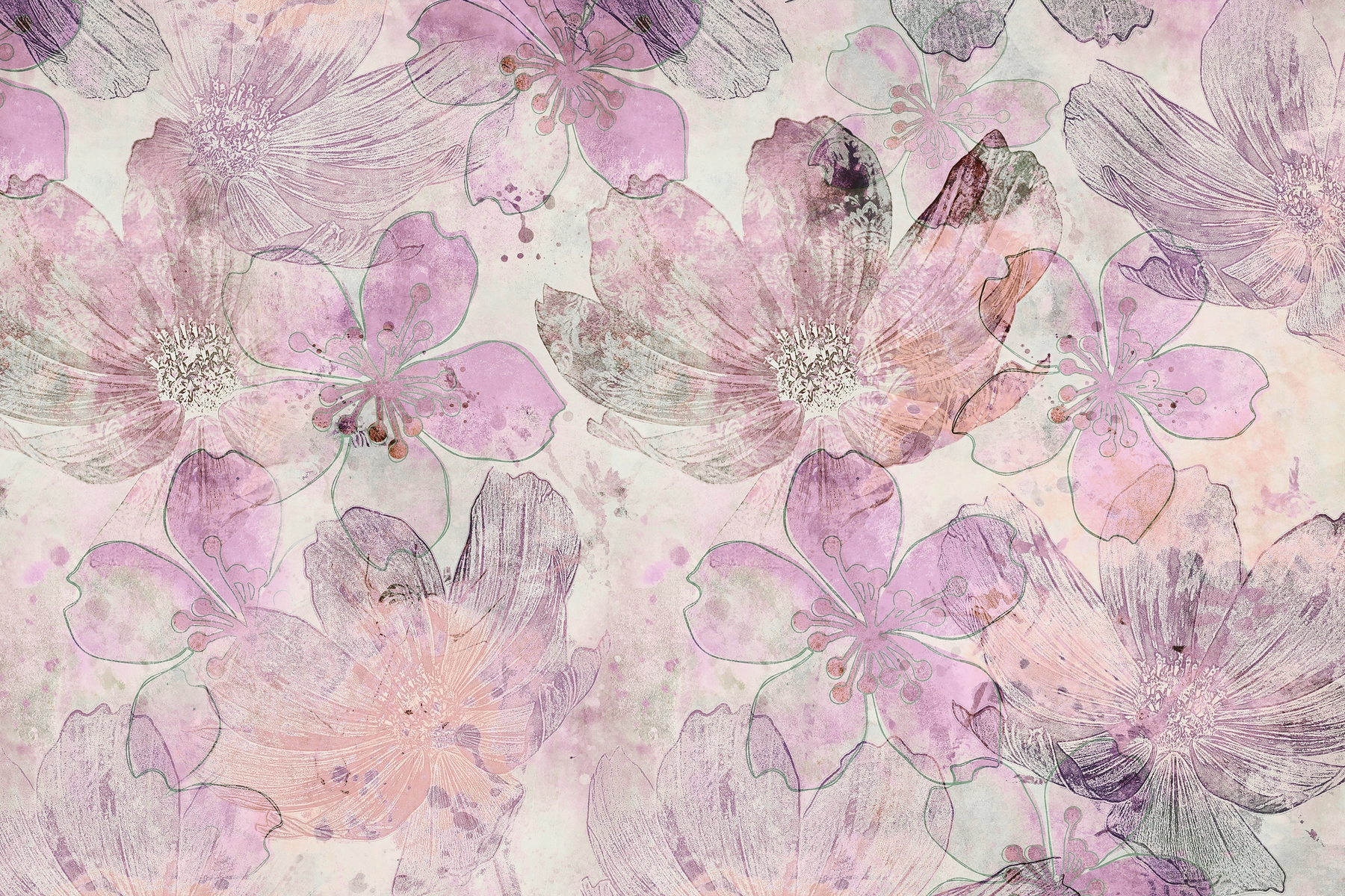 Pastel Pink Flower Art wallpaper Happywall