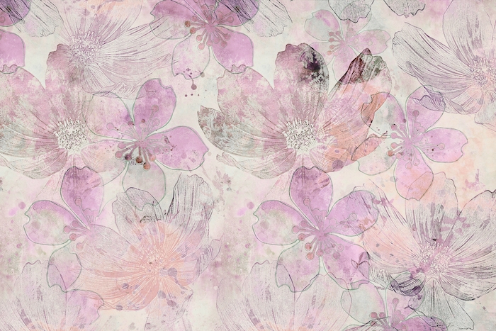 Pastel Pink Flower Art Wallpaper - Buy Online on Happywall