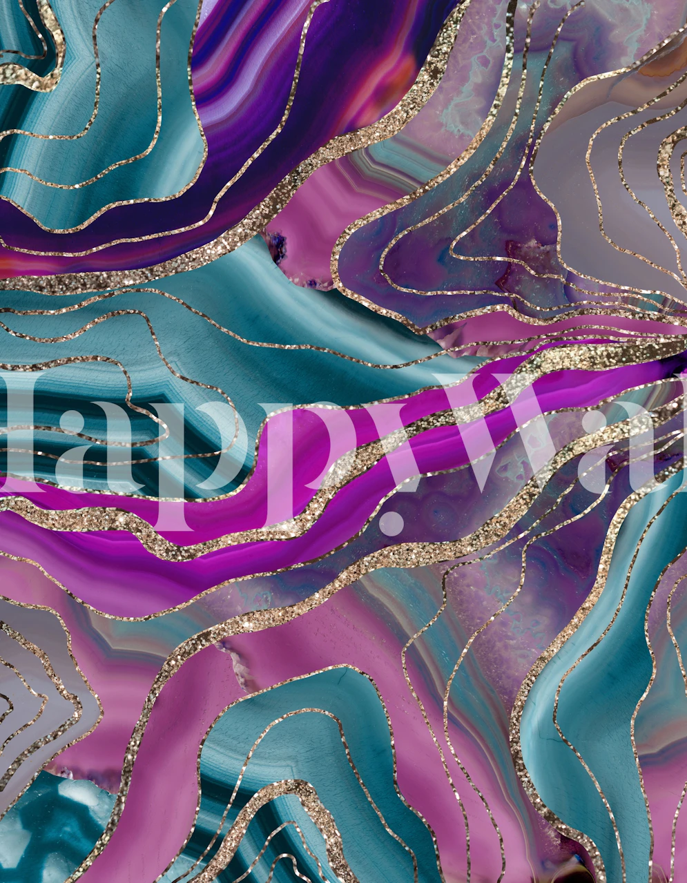 Unicorn Mermaid Agate Glam wallpaper in a room