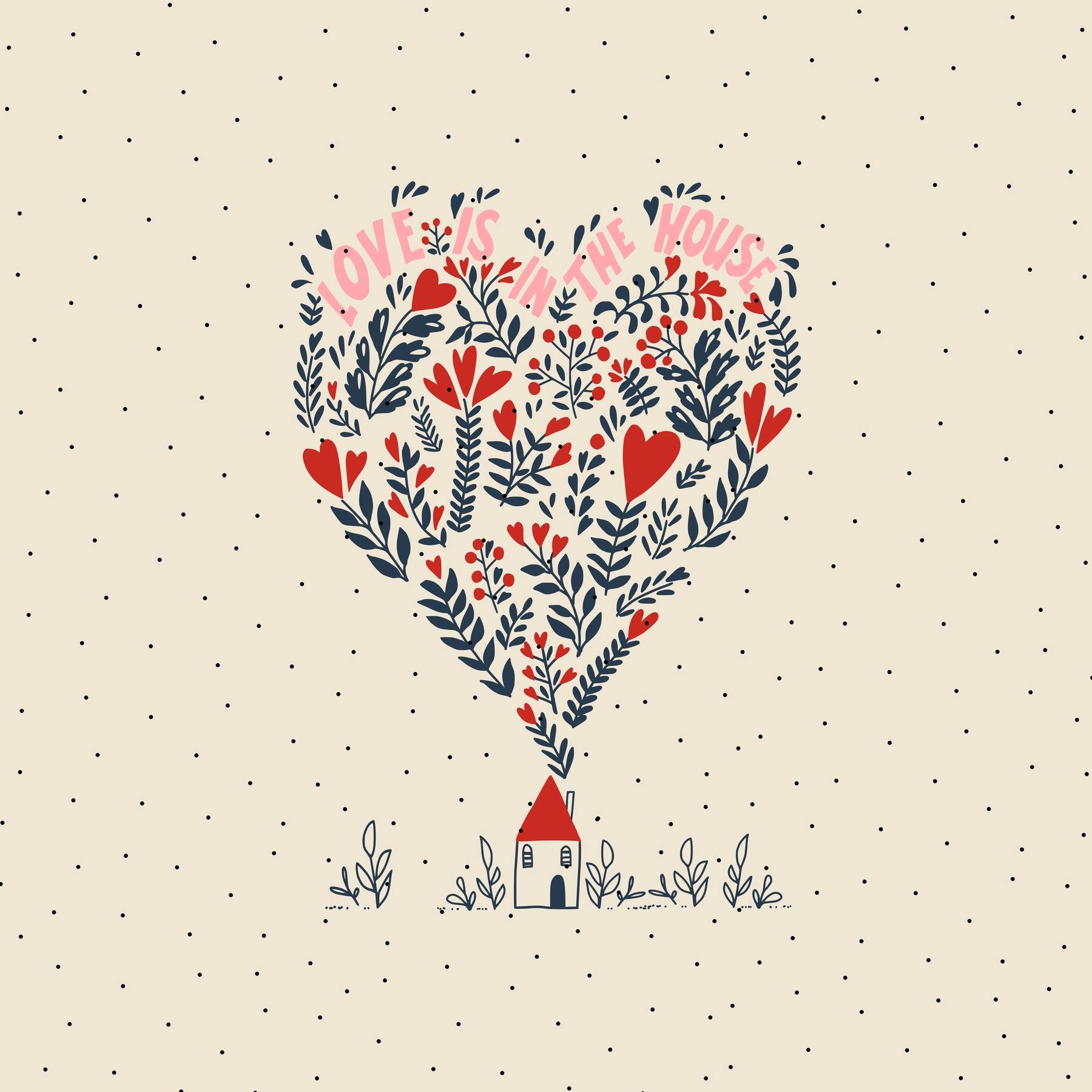 Love is in the House Wallpaper - Romantic Removable Wallpapers | Happywall