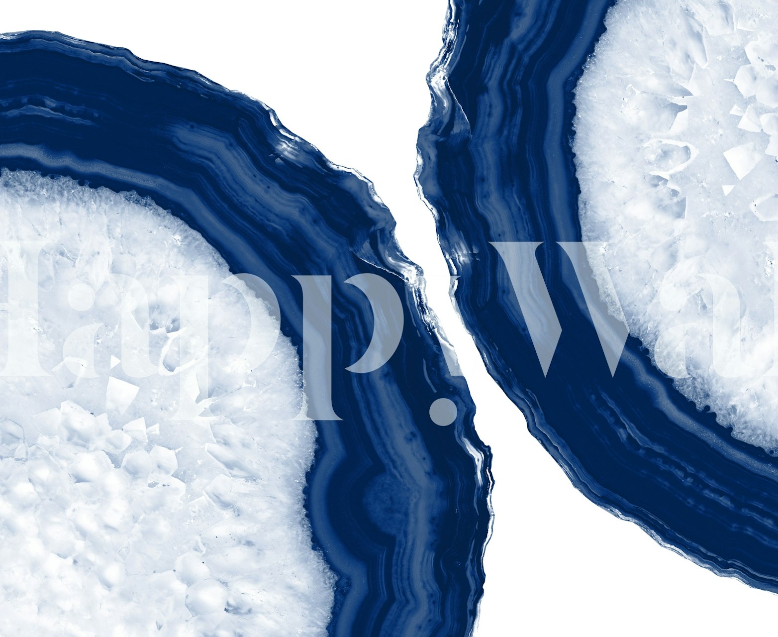 Blue agate geode pattern featuring deep blue and white swirls wallpaper