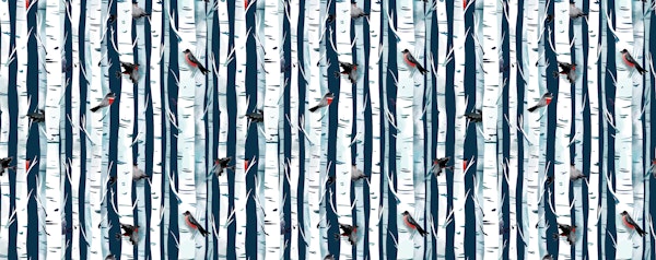 Birch Forest with Birds