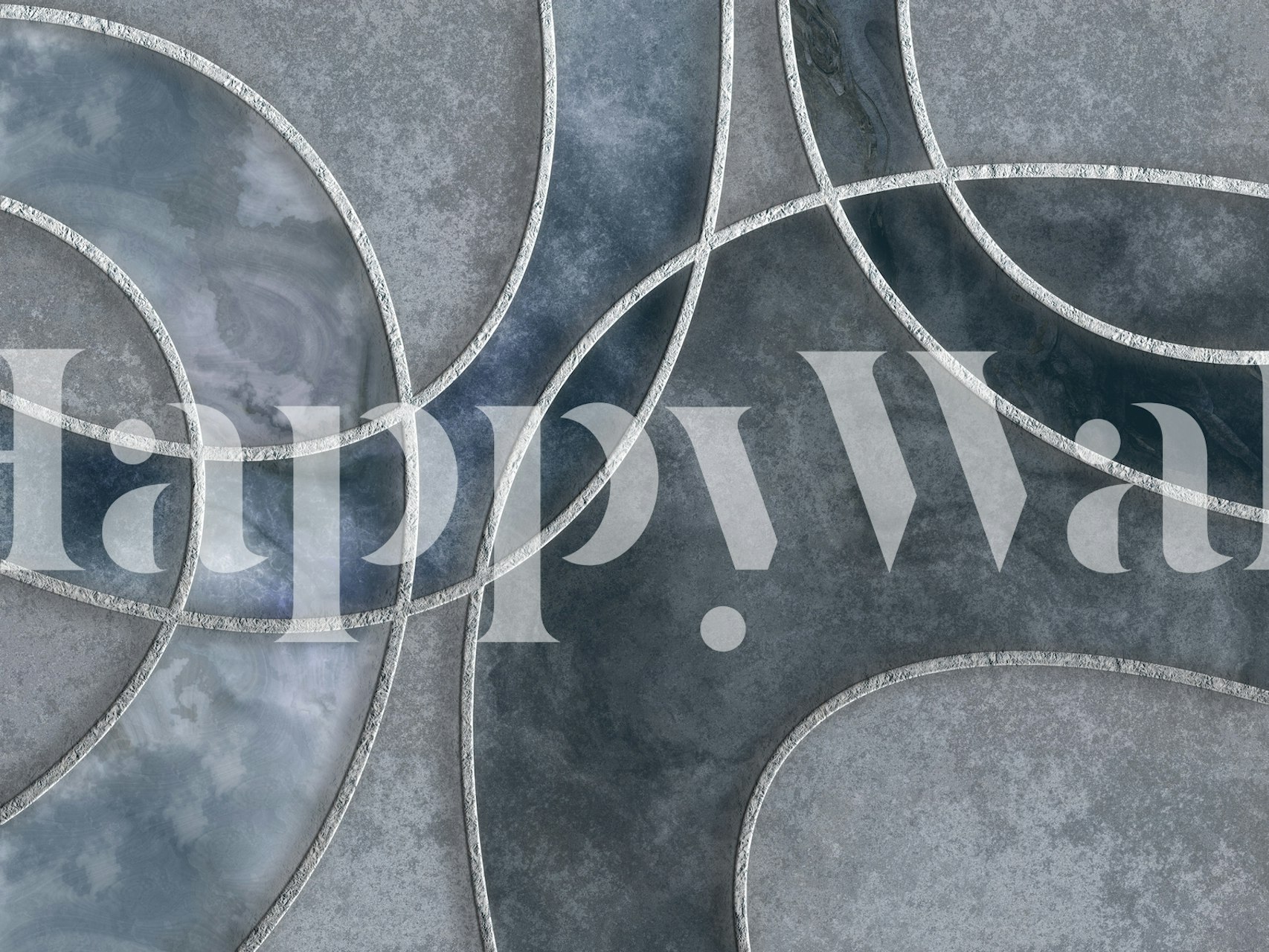 Papier peint Blue Grey Layered Shapes dans une pièce