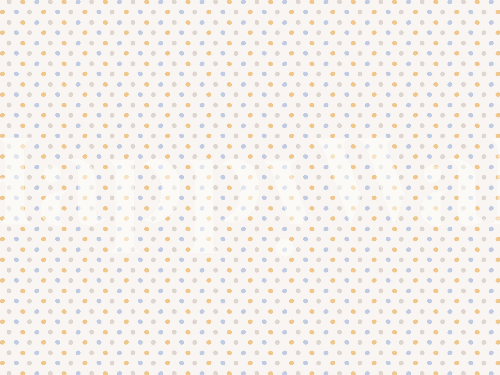 White wallpaper with multicolor dots in blue, yellow, and peach tones, modern dot pattern