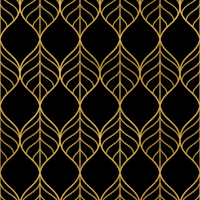 Art Deco Leaves Black and Gold wallpaper
