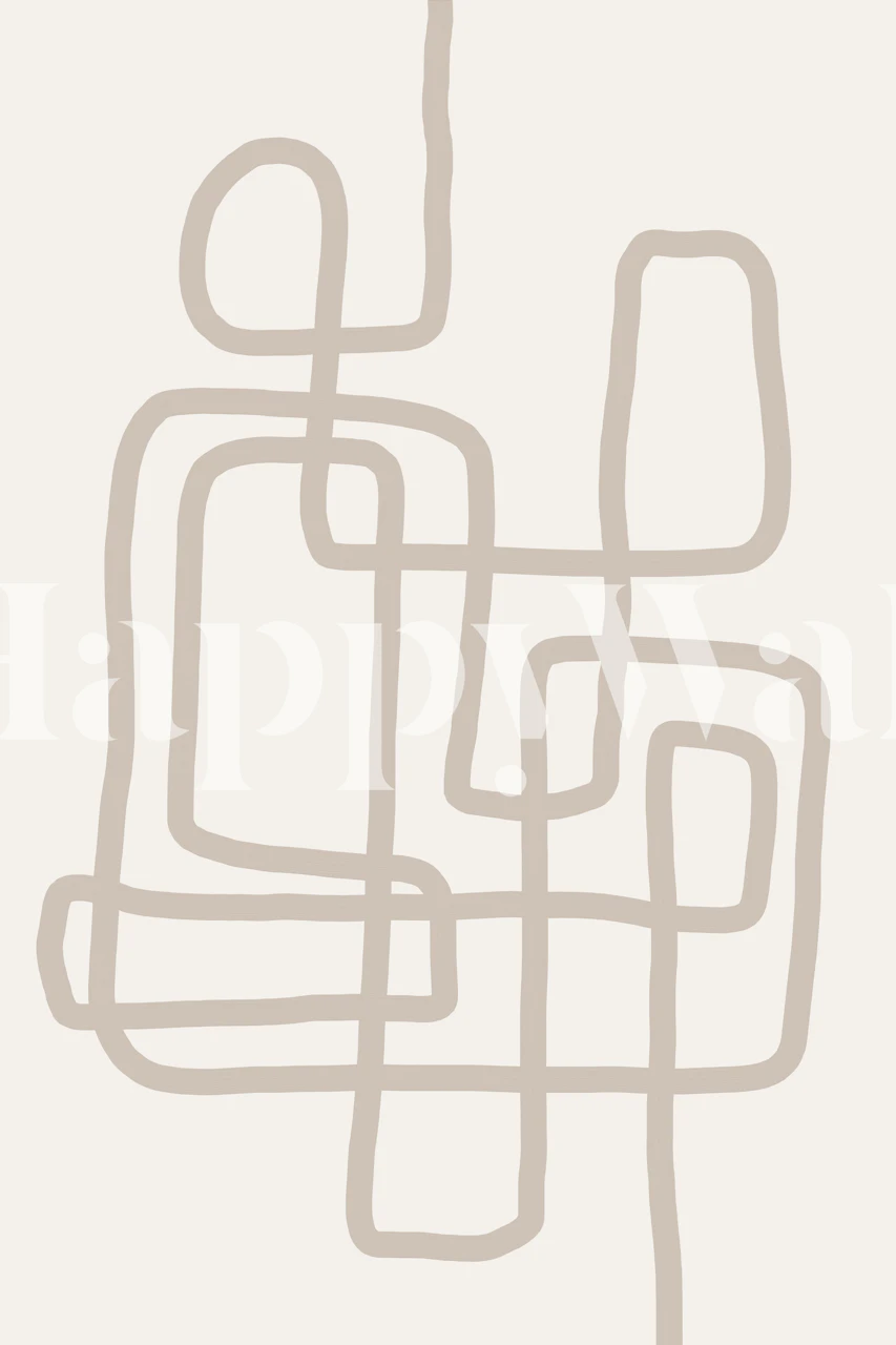 Mural de parede minimalista com desenho de linha contínua em fundo neutro