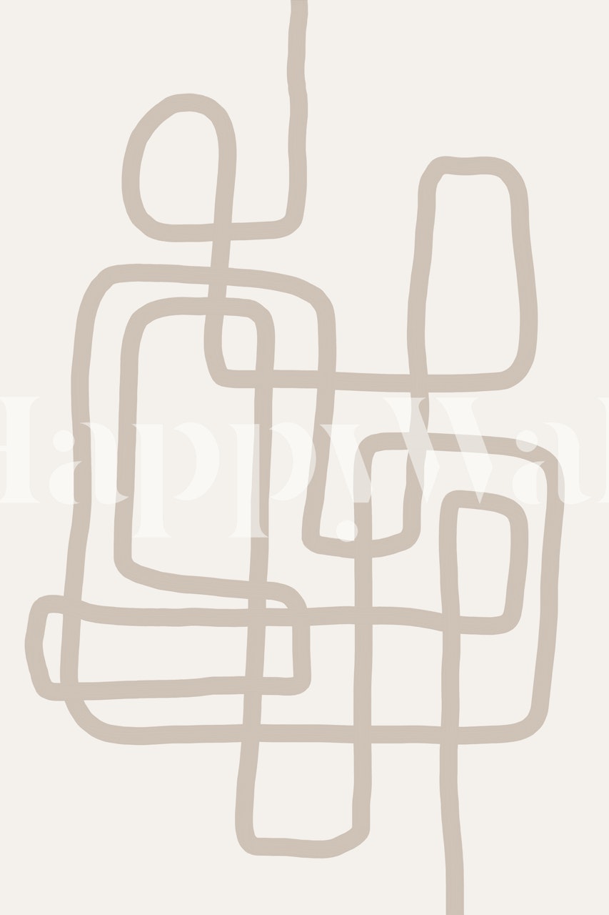 Minimalistic Continuous Line Drawing wall mural on neutral background