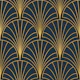 Art Deco Luxe Fans Navy Gold