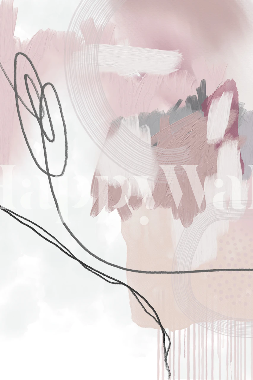 Abstract brushstroke design in pink and gray tones wallpaper