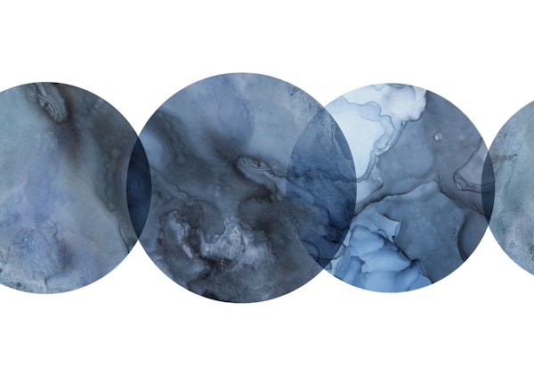 Mid Century Navy Blue Circles