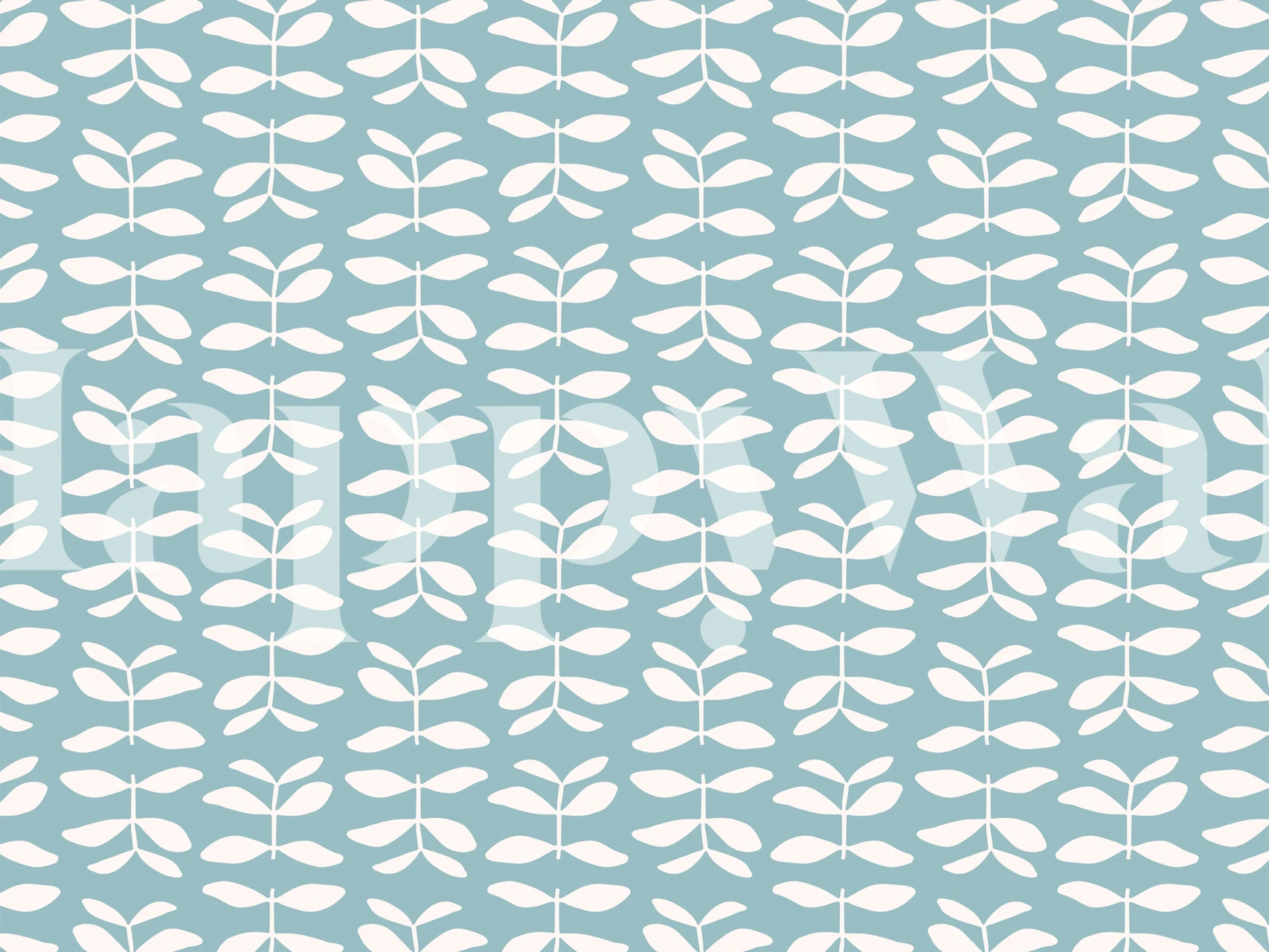 Floral pattern with white leaves on turquoise background wallpaper