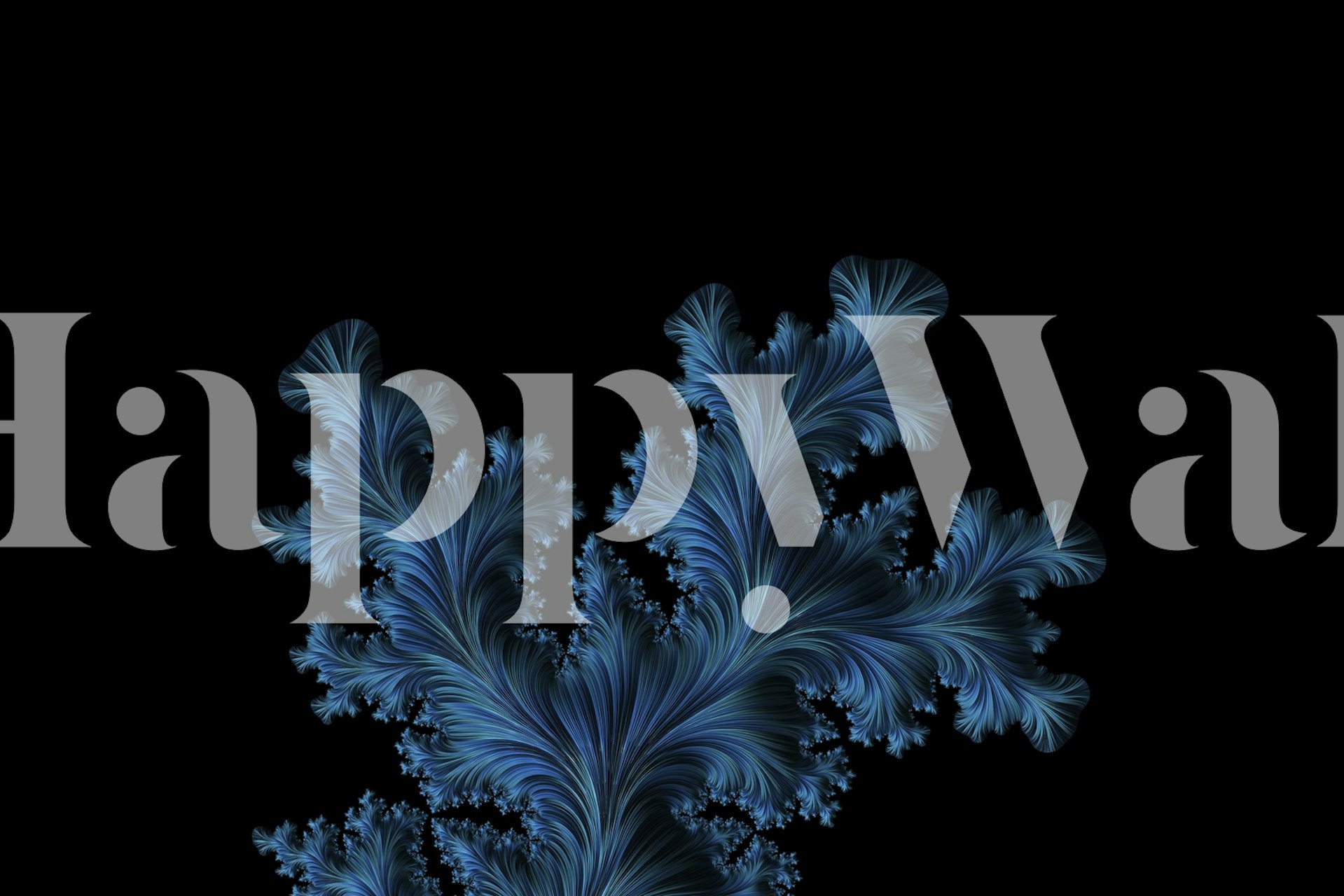 Papier peint mural motifs fractals bleus sur fond noir