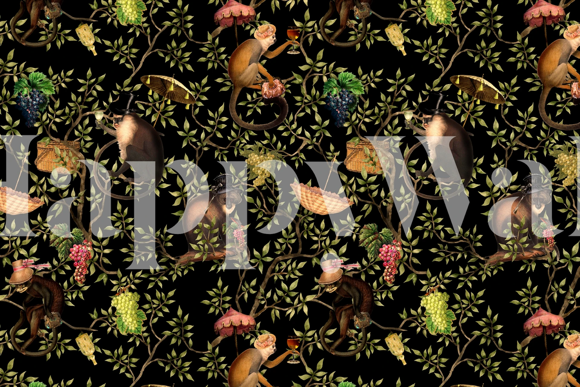 Monkeys Antique Garden Party tapettisuunnittelu