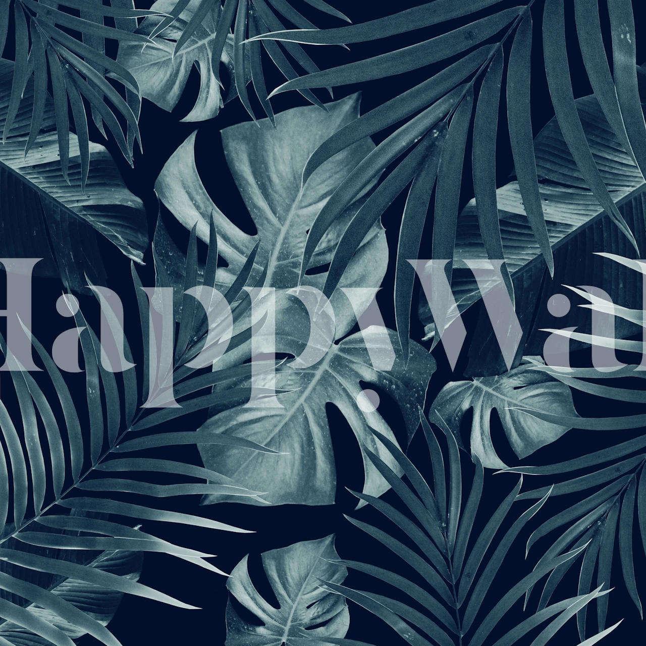 Tropical Jungle Pattern wall mural with lush green foliage