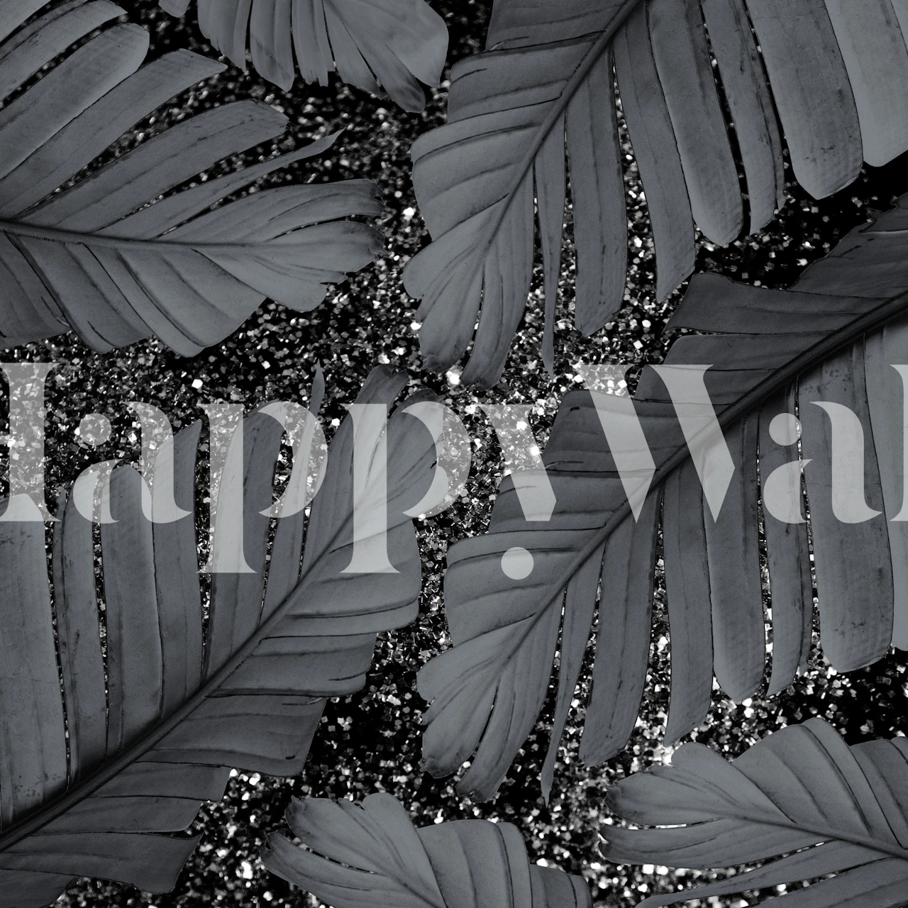 Monochromatic banana leaves with glittering details wall mural