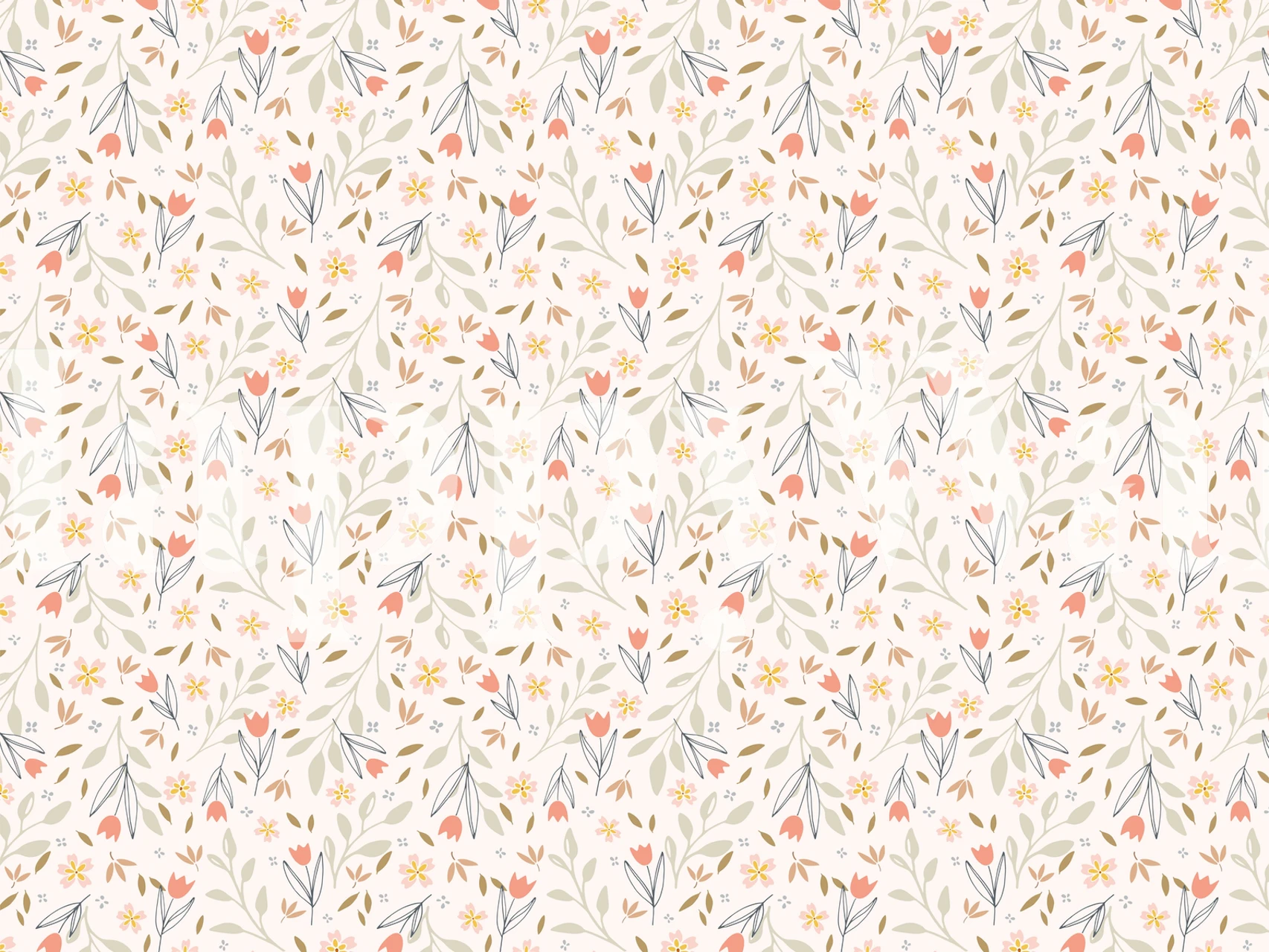 Floral design wallpaper in a bright room