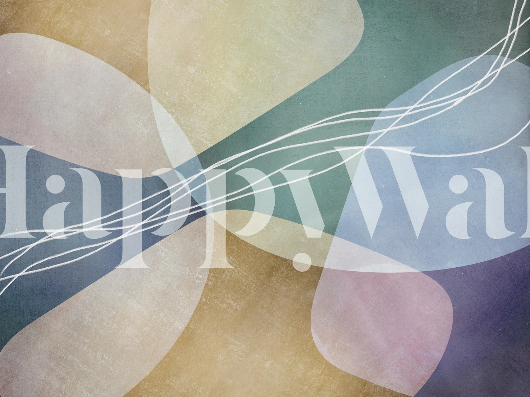 Abstract organic shapes in pastel colors with white lines wallpaper