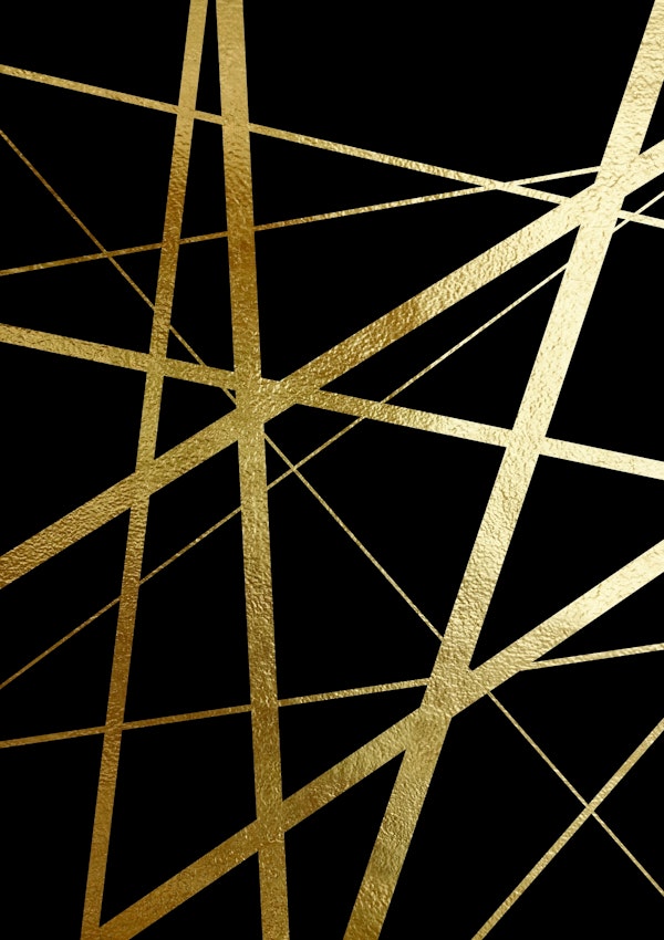 Geometric Lines Gold Black