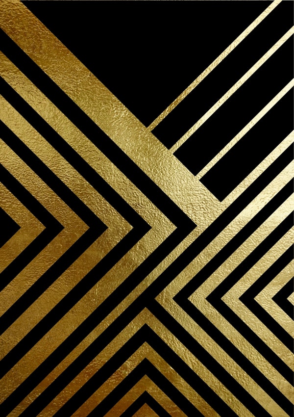 Geometric Lines Black Gold