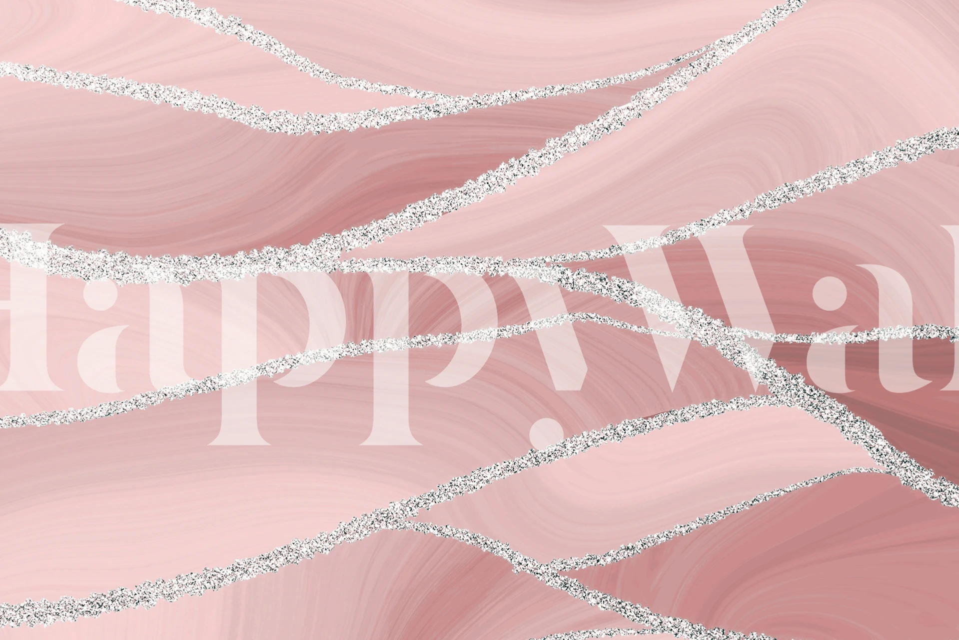 Pink Mermaid Marble Tapete in einem Raum angezeigt